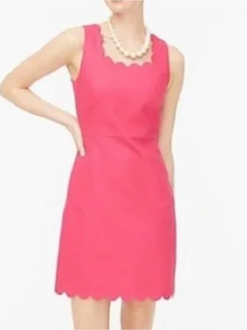 NWT J.Crew Sleeveless Scalloped Hem Coral Shift Dress Size 8 Preppy Event Summer